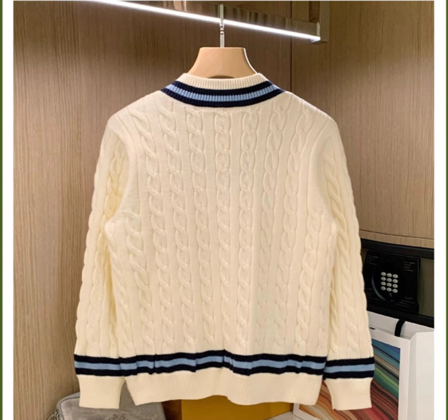Rora-Inspired Beige Cable Knit Pattern Sweater – BabyMonster Edition