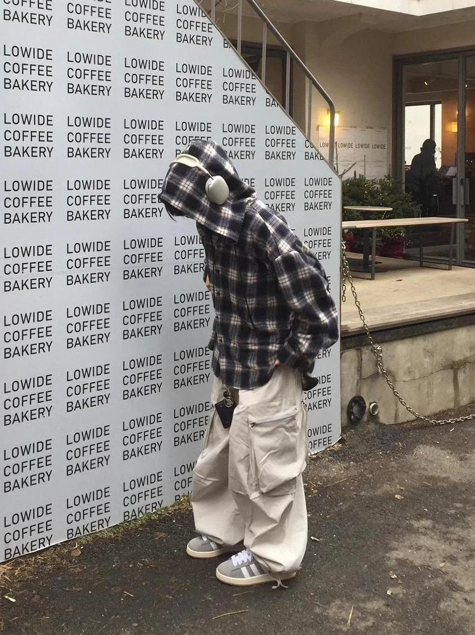 Lee Know-Inspired Black and White Plaid Hooded Shirt – Stray Kids Edition