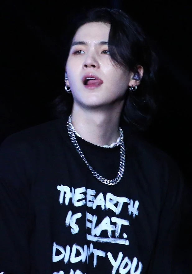 Suga-Inspired Black "The Earth Is Flat" T-Shirt – BTS Edition