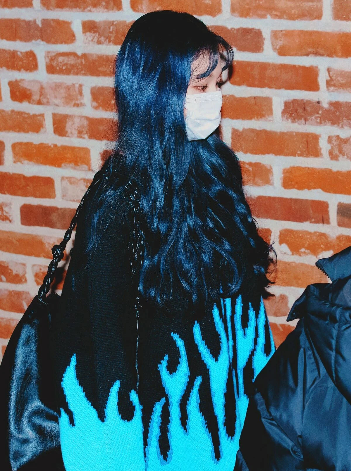 Karina-Inspired Blue Flame Sweater – Aespa Edition
