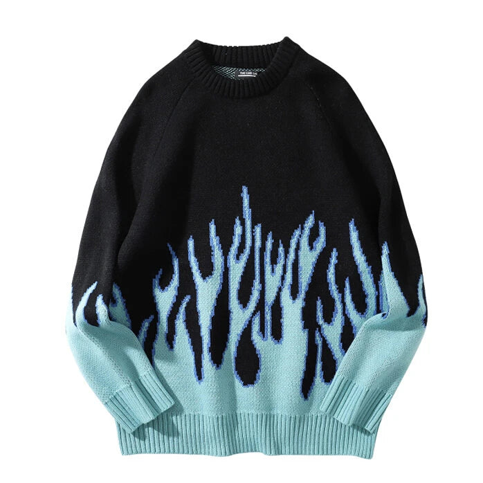 Karina-Inspired Blue Flame Sweater – Aespa Edition