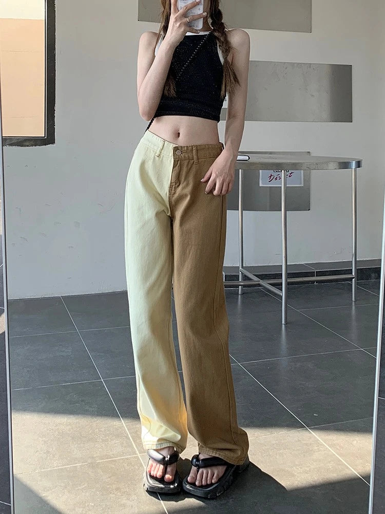 Jimin-Inspired Brown Two-Tone Color Block Pants – BTS Edition