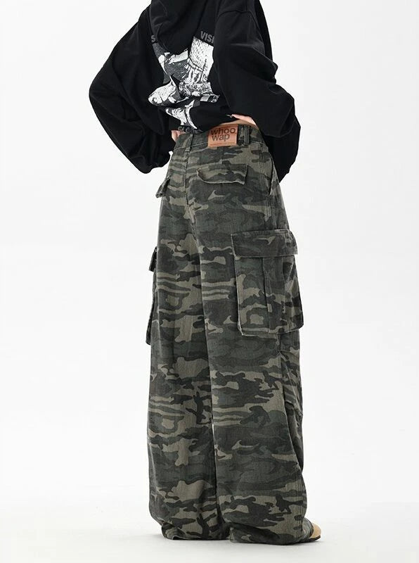 Asa-Inspired Green Camouflage Baggy Pants – BabyMonster Edition