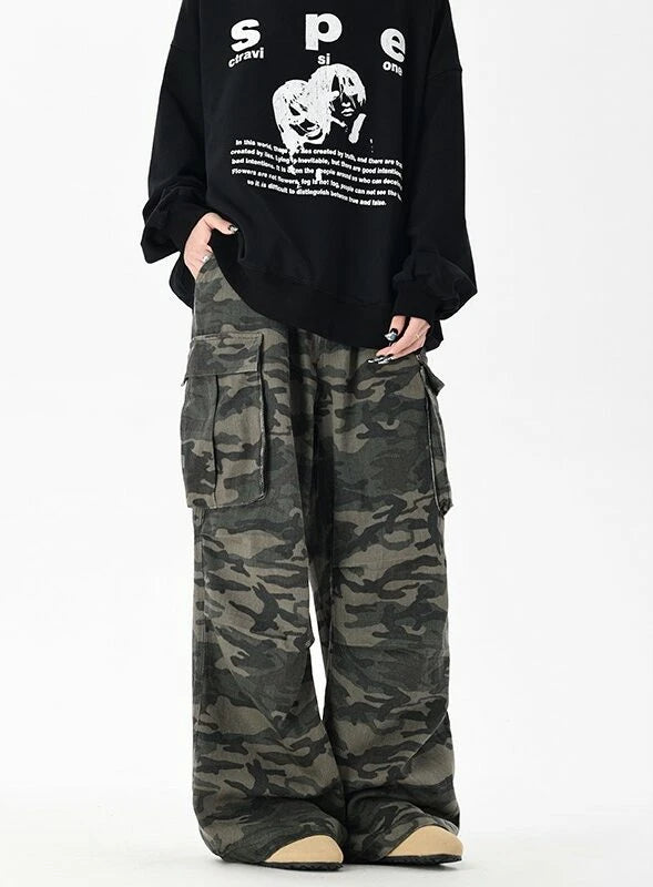 Asa-Inspired Green Camouflage Baggy Pants – BabyMonster Edition