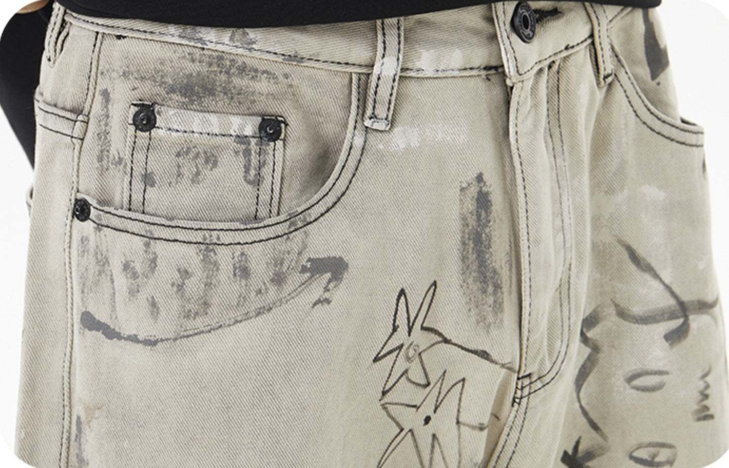 Jungkook-Inspired Grey Graffiti Jeans – BTS Edition