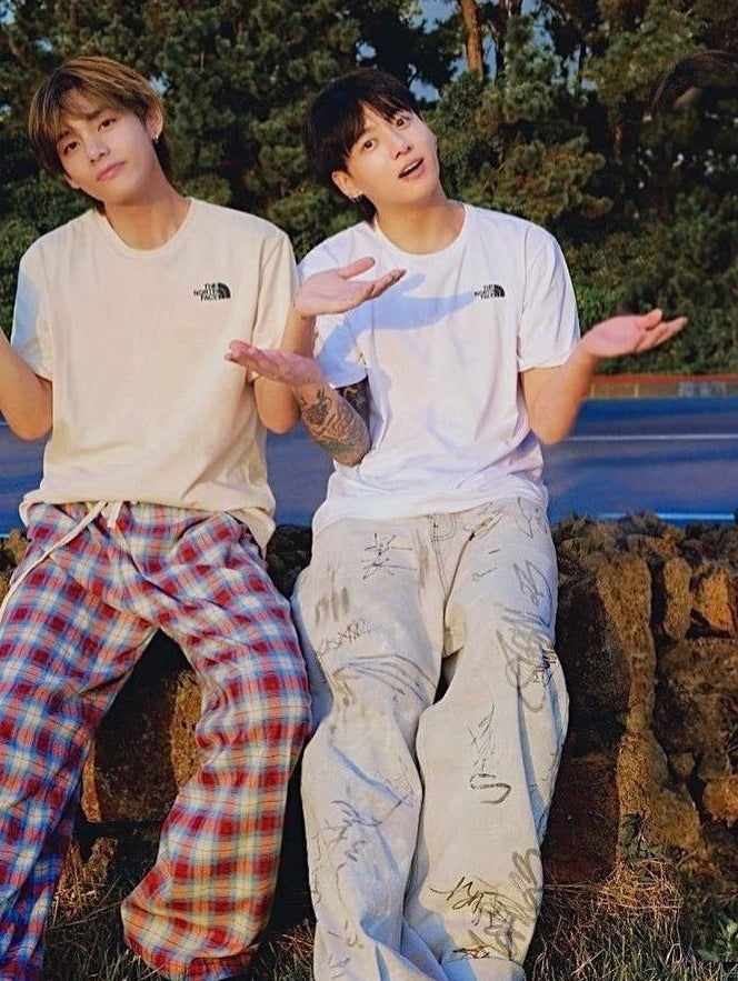 Jungkook-Inspired Grey Graffiti Jeans – BTS Edition
