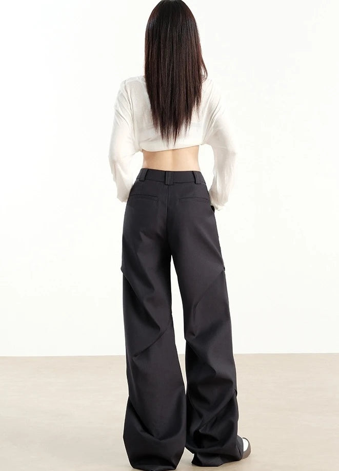 J-Hope-Inspired Grey Pleated Wide-Leg Trousers – BTS Edition