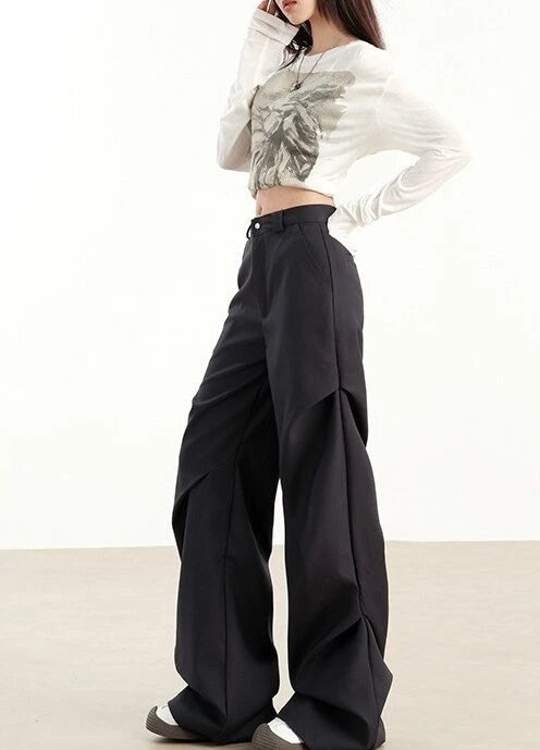 J-Hope-Inspired Grey Pleated Wide-Leg Trousers – BTS Edition