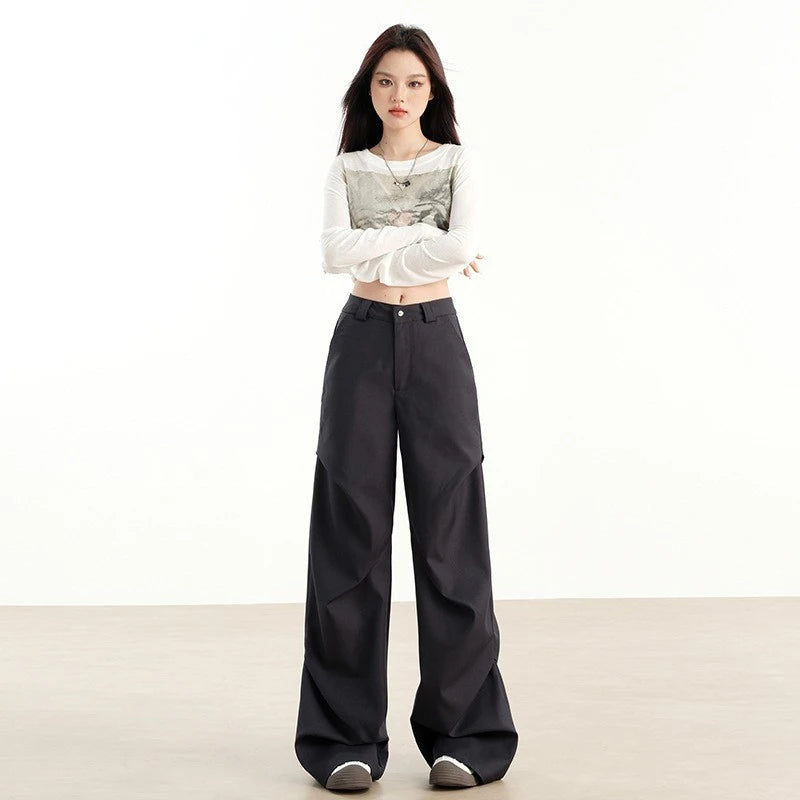 J-Hope-Inspired Grey Pleated Wide-Leg Trousers – BTS Edition