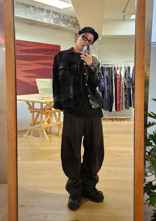 J-Hope-Inspired Grey Pleated Wide-Leg Trousers – BTS Edition