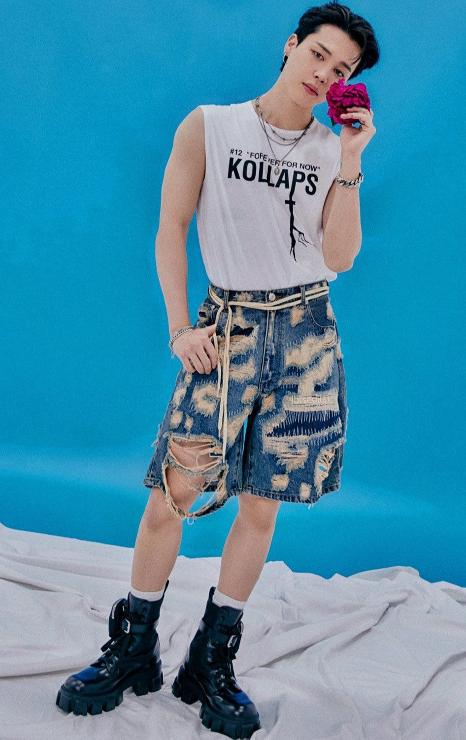 Jimin-Inspired Black Combat Boots with Strap Pocket – BTS Edition