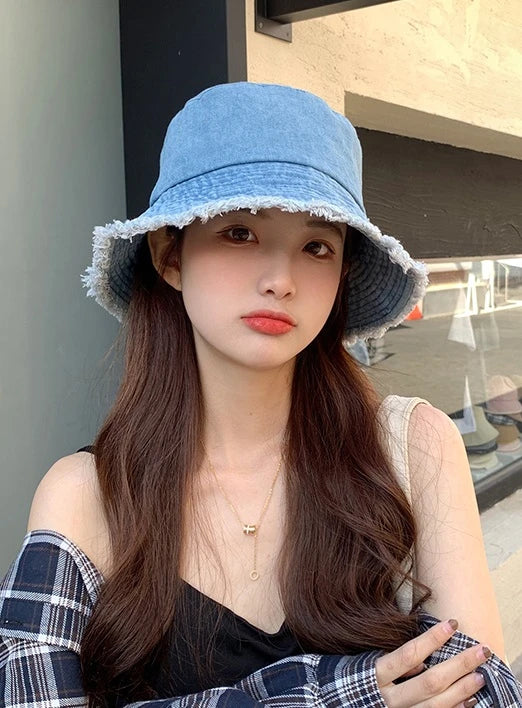 Jimin-Inspired Black Denim Bucket Hat – BTS Edition