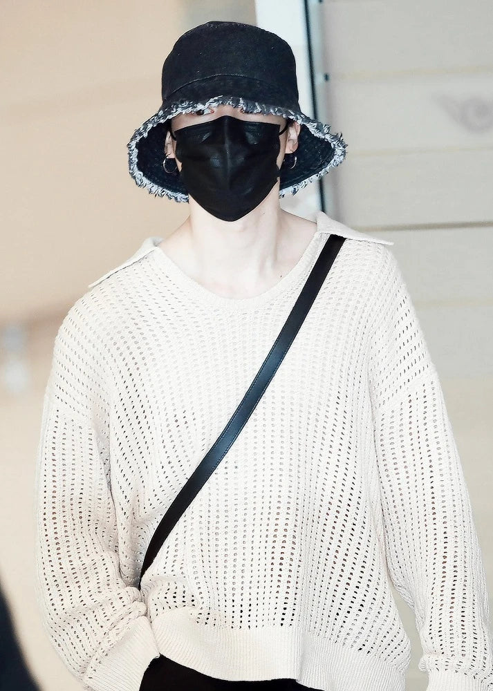 Jimin-Inspired Black Denim Bucket Hat – BTS Edition
