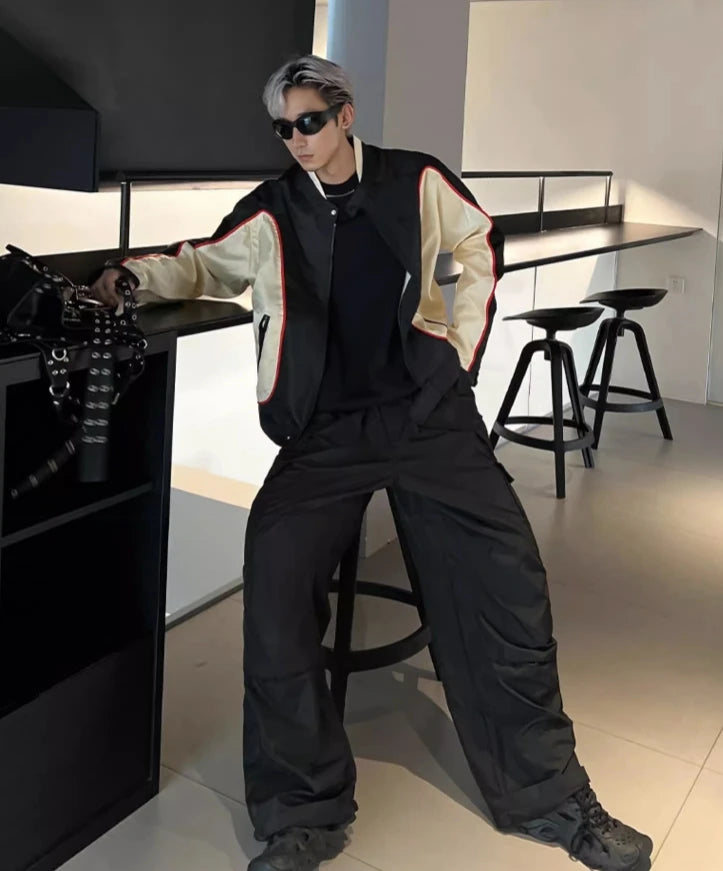 Jungkook-Inspired Black Contrasting Biker Jacket – BTS Edition