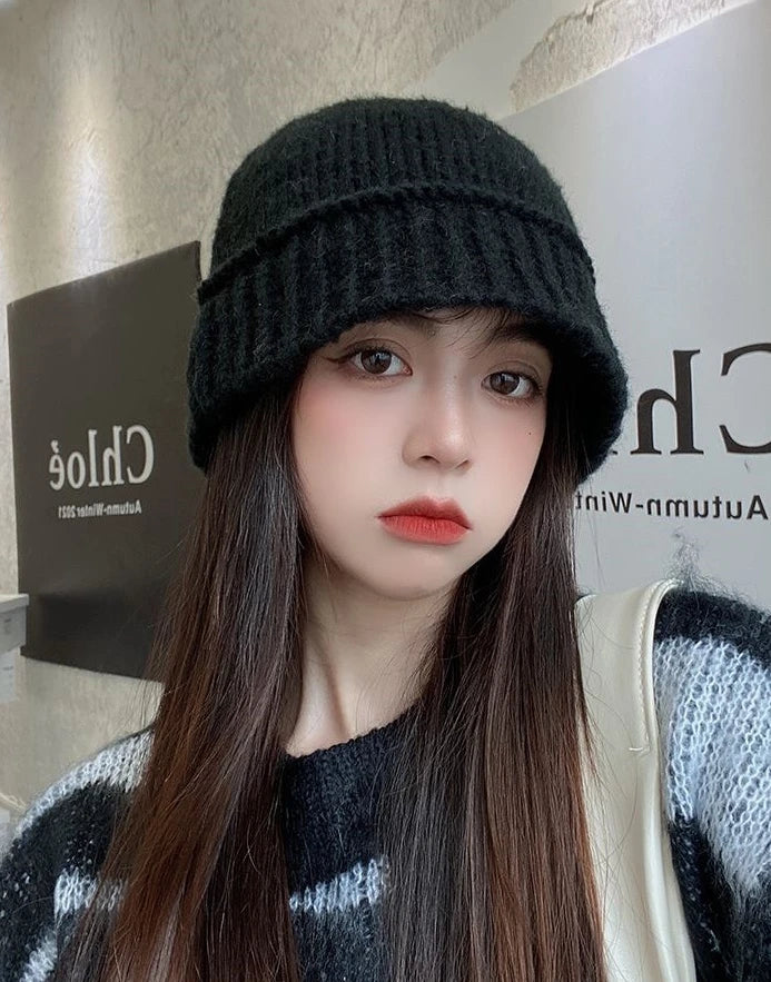 Jungkook-Inspired Black Woolen Fisherman Hat – BTS Edition
