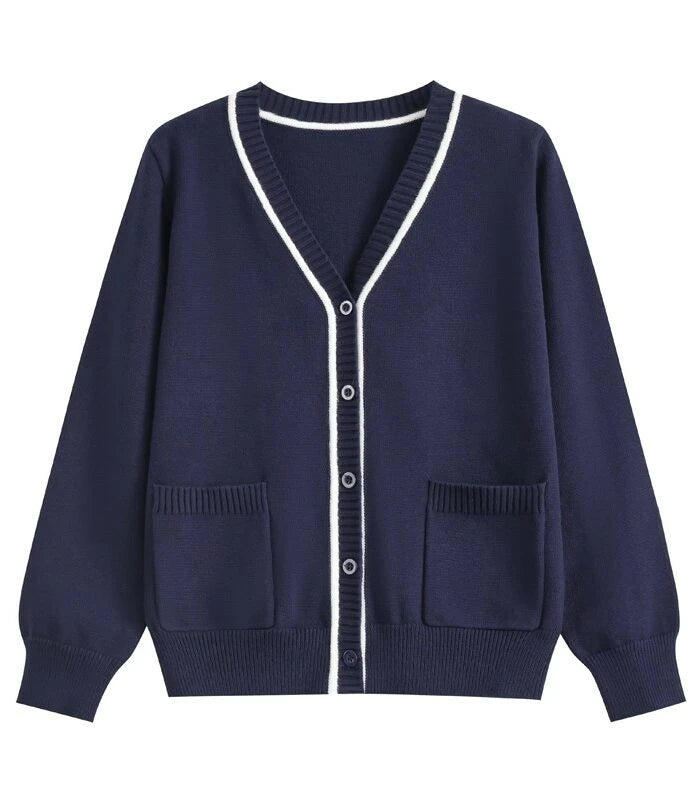 Jin-Inspired Navy Blue Lined V-Neck Cardigan – BTS Edition