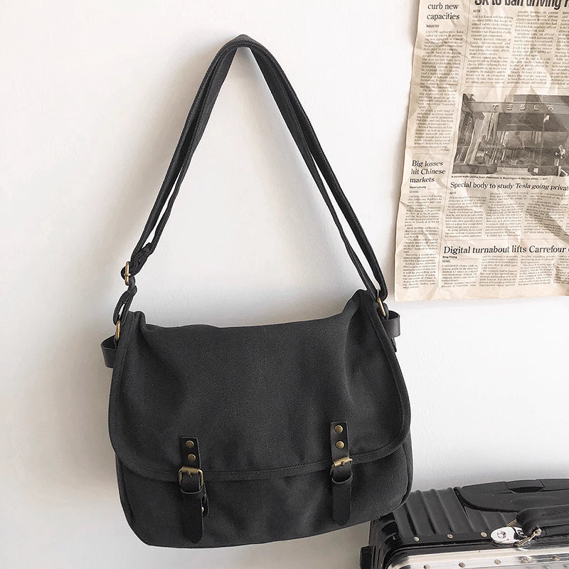 RM-Inspired Brown Messenger Canvas Bag – BTS Edition