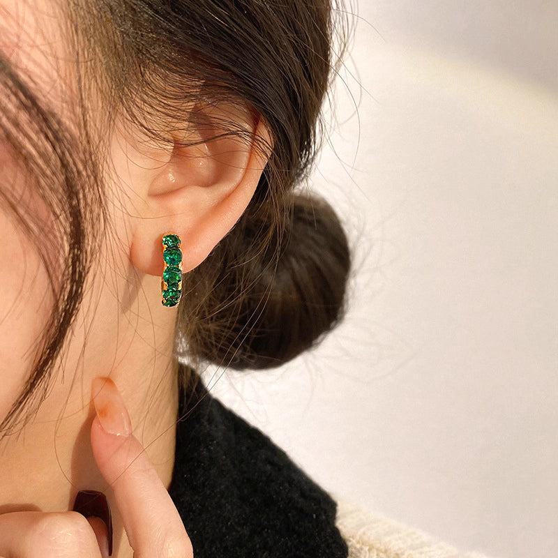 Jimin-Inspired Gold Emerald Earrings – BTS Edition