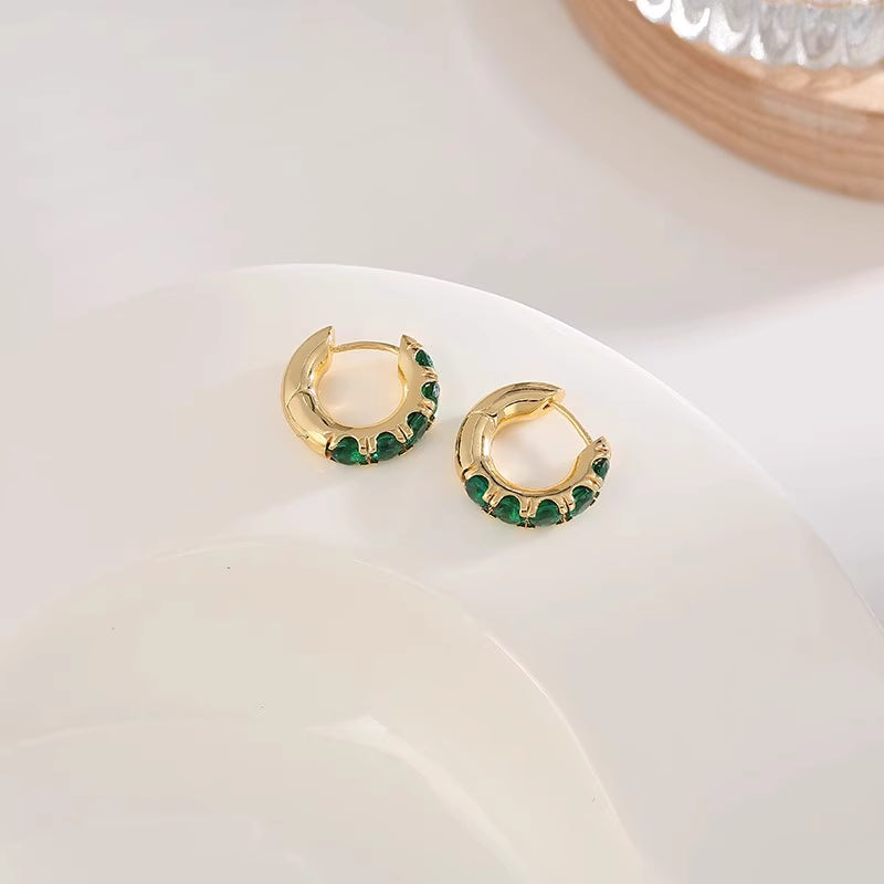 Jimin-Inspired Gold Emerald Earrings – BTS Edition