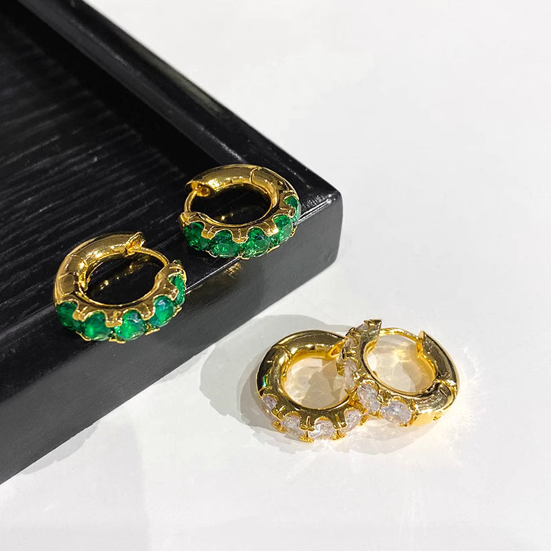 Jimin-Inspired Gold Emerald Earrings – BTS Edition