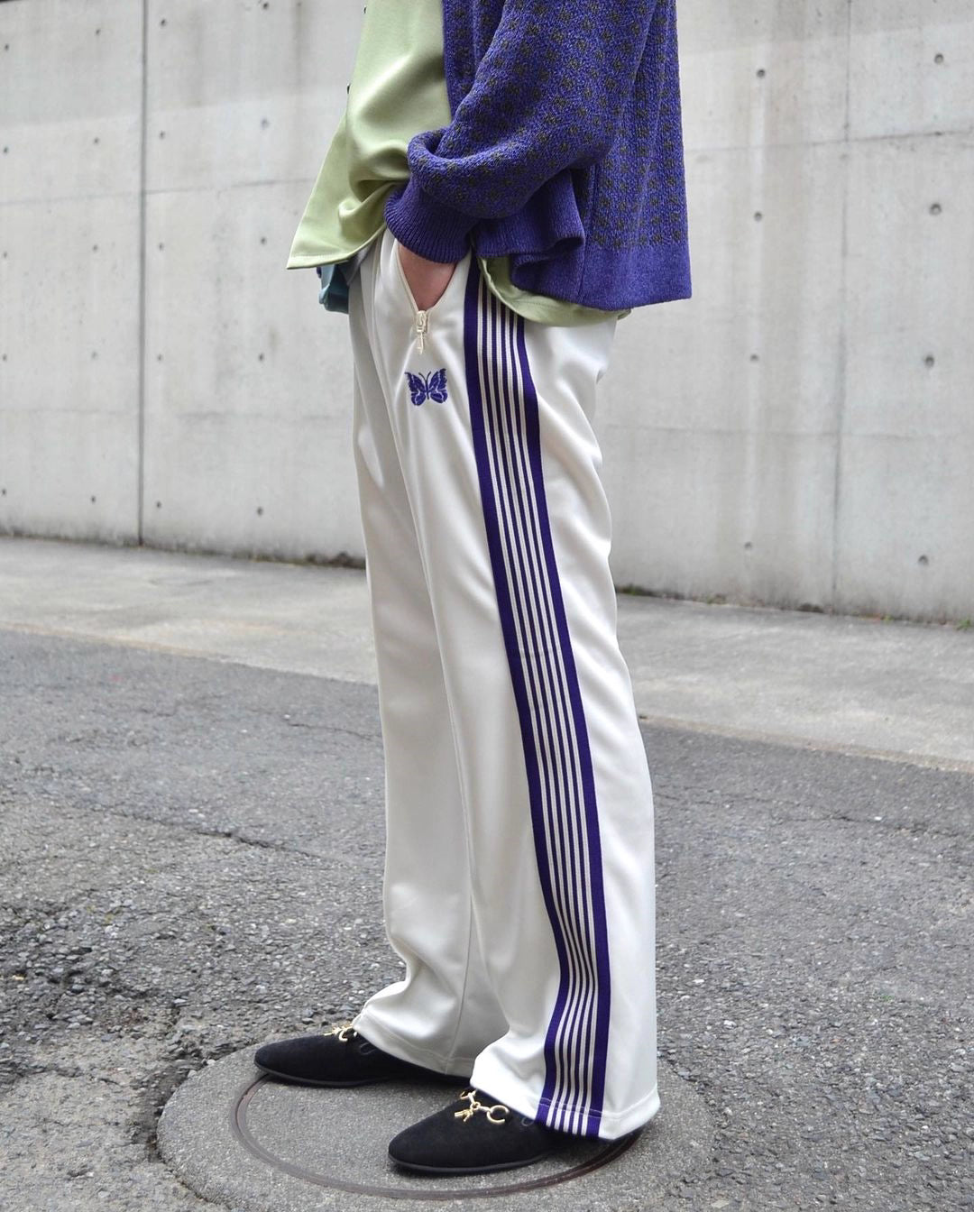 Jungkook-Inspired White Butterfly Striped Track Pants – BTS Edition