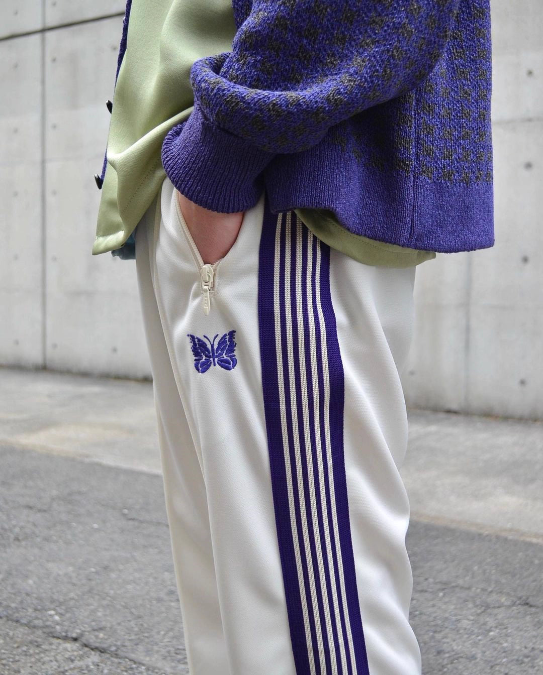 Jungkook-Inspired White Butterfly Striped Track Pants – BTS Edition