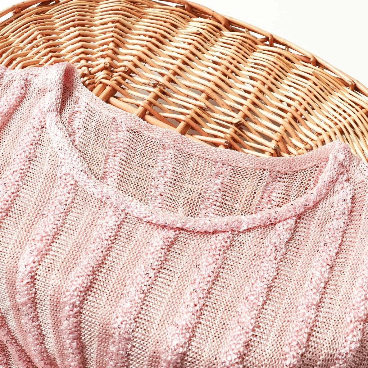 Ahyeon-Inspired Pink Striped Sheer Sweater – BabyMonster Edition