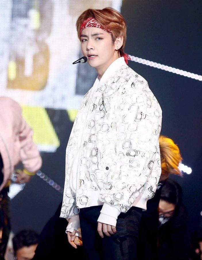 Taehyung-Inspired Red Cashew Pattern Scarf – BTS Edition