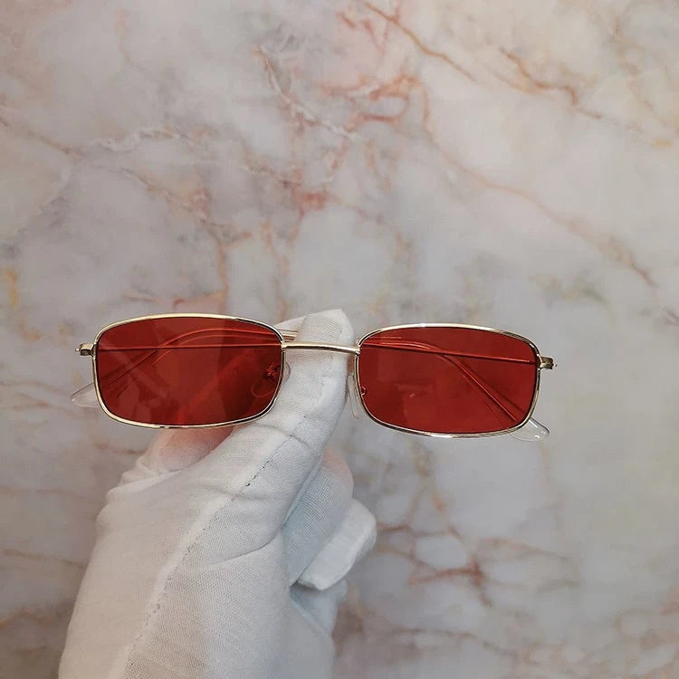 Hyunjin-Inspired Red Rectangle Frame Sunglasses – Stray Kids Edition
