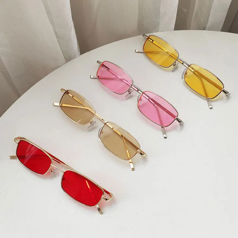 Hyunjin-Inspired Red Rectangle Frame Sunglasses – Stray Kids Edition