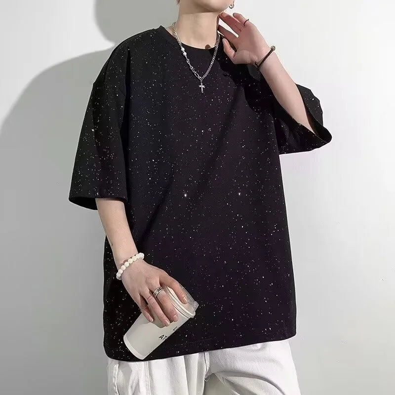 Jungkook-Inspired Black Starry Night T-Shirt – BTS Edition