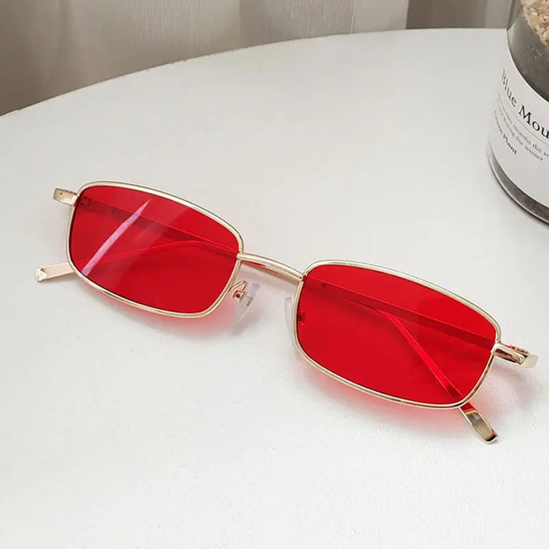 Hyunjin-Inspired Red Rectangle Frame Sunglasses – Stray Kids Edition