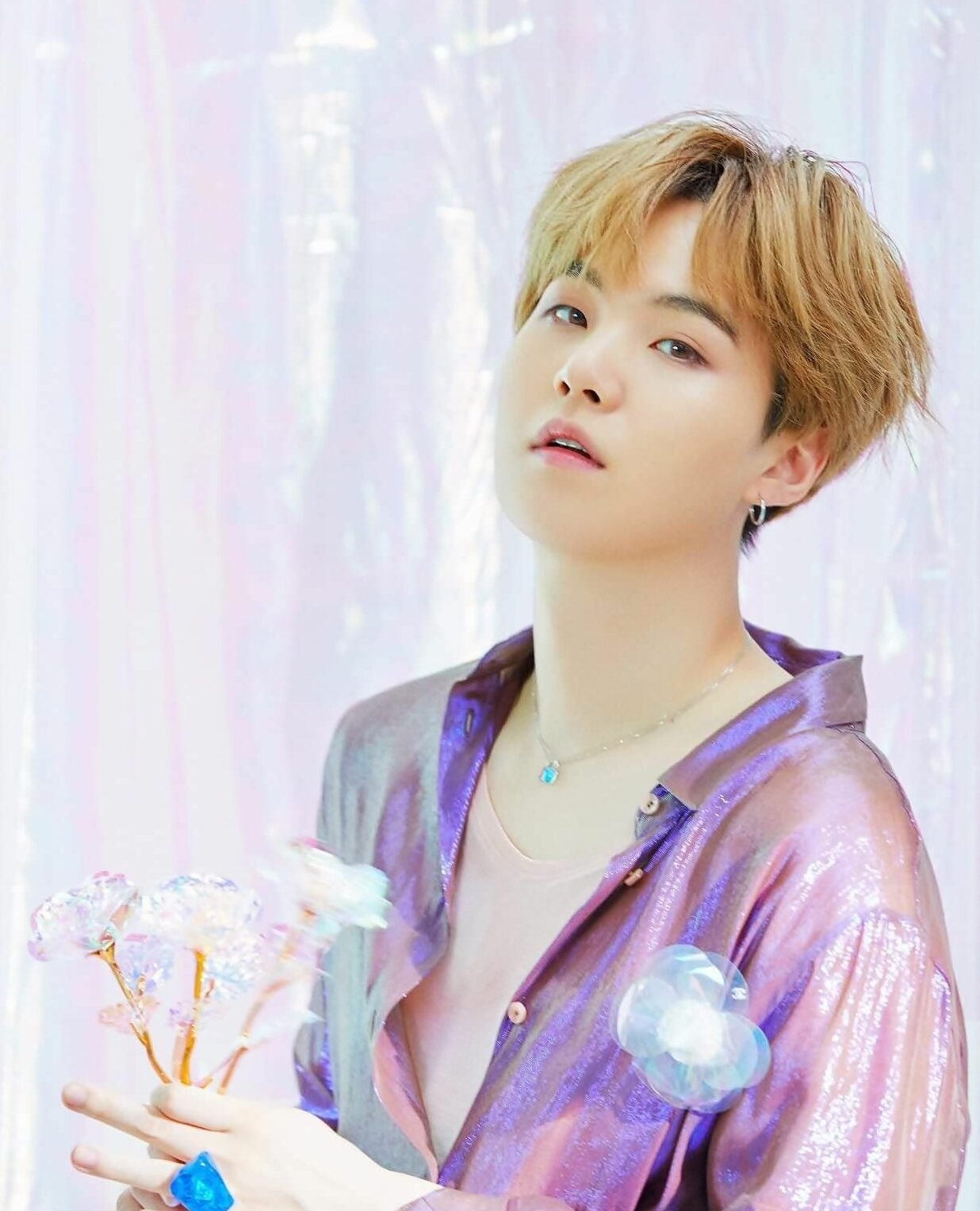 Suga-Inspired Purple Sparkling Shirt – BTS Edition