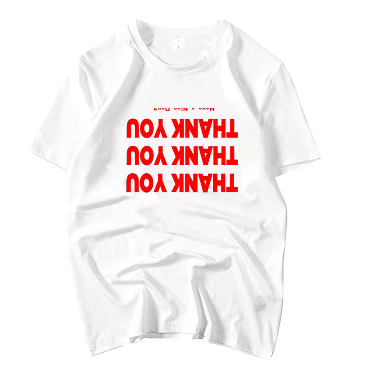 J-Hope-Inspired White Loose Inverted "Thank You" T-Shirt – BTS Edition