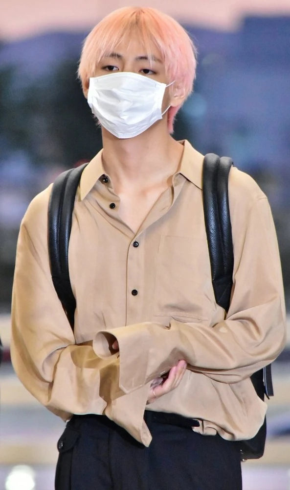 Taehyung-Inspired Beige Loose Shirt – BTS Edition