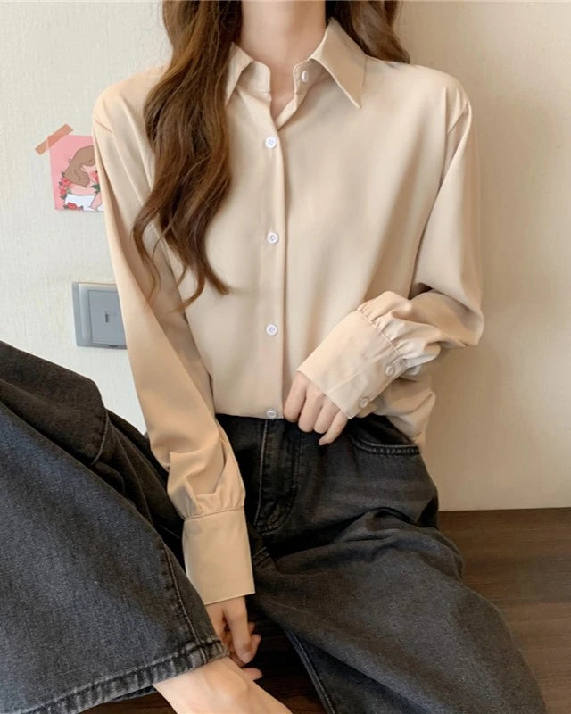 Taehyung-Inspired Beige Loose Shirt – BTS Edition