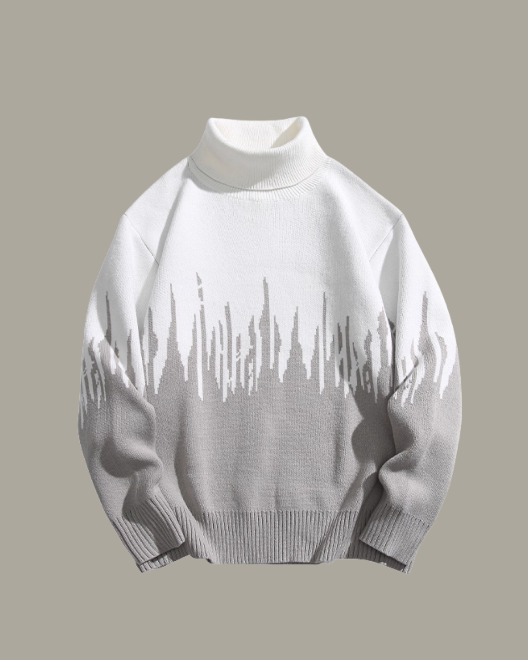 RM-Inspired Black and White Contrast Knitted Turtleneck Sweater – BTS Edition