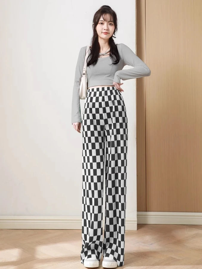 Ahyeon-Inspired Plaid Wide-Leg Pants – BabyMonster Edition