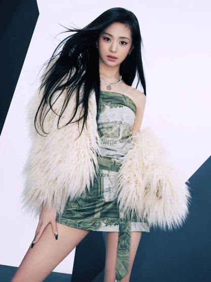 Ahyeon-Inspired Green Bodycon Belted Tube Dress – BabyMonster Edition