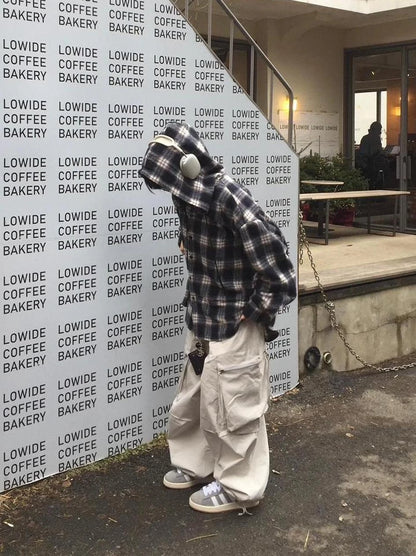 Lee Know-Inspired Black and White Plaid Hooded Shirt – Stray Kids Edition