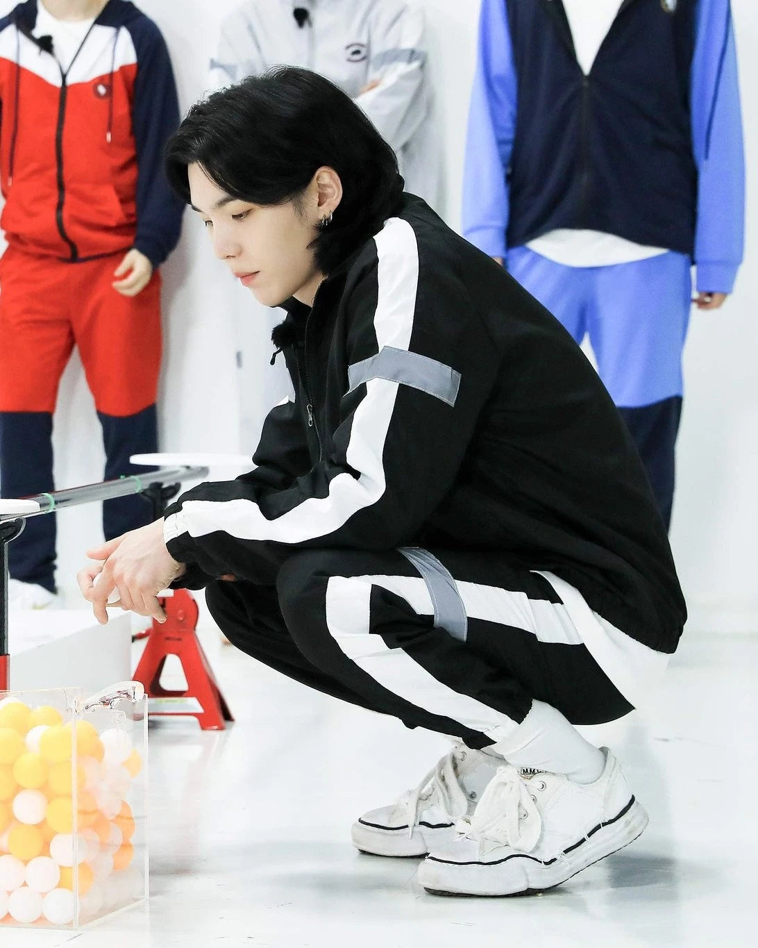 Suga-Inspired Black Striped Reflective Track Pants – BTS Edition