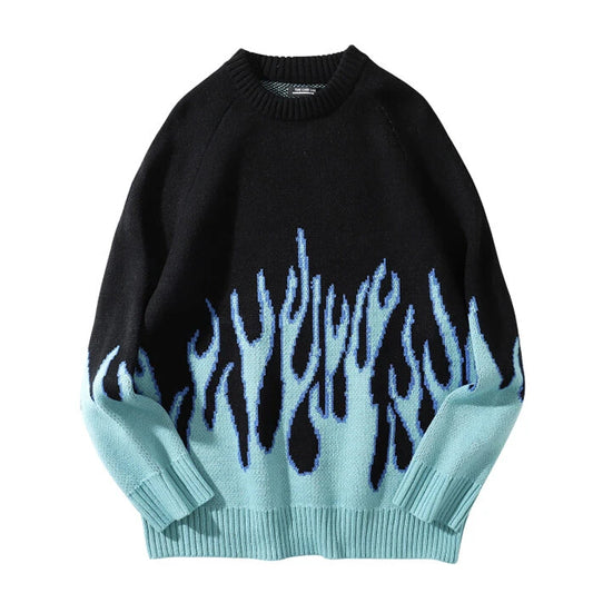 Karina-Inspired Blue Flame Sweater – Aespa Edition