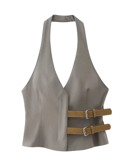 Chiquita-Inspired Brown Halter Vest Top – BabyMonster Edition