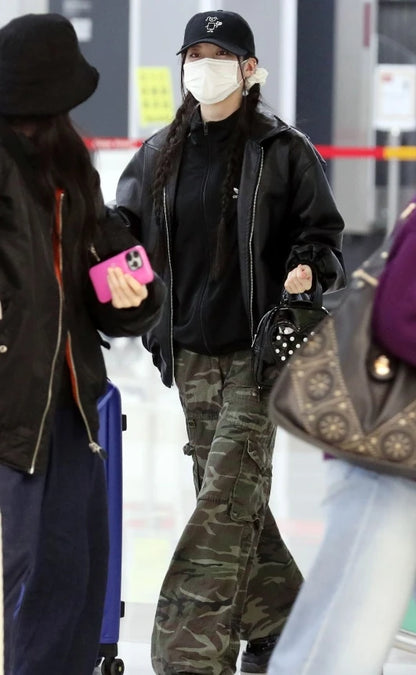 Asa-Inspired Green Camouflage Baggy Pants – BabyMonster Edition
