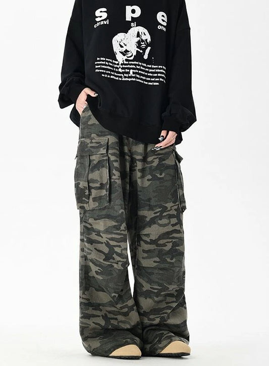 Asa-Inspired Green Camouflage Baggy Pants – BabyMonster Edition