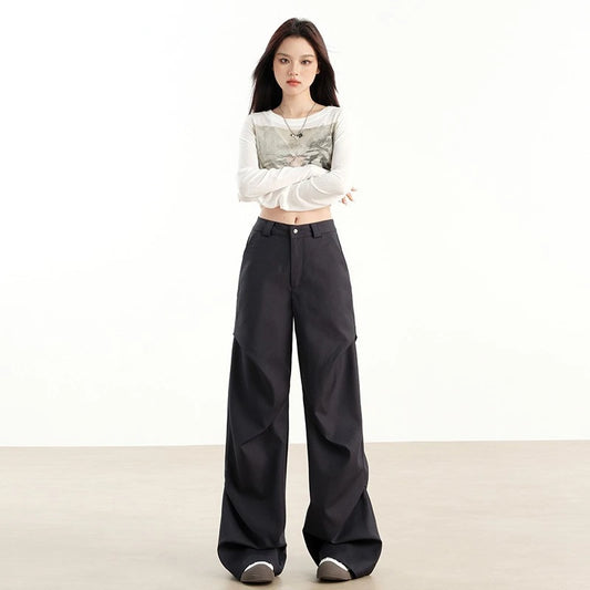 J-Hope-Inspired Grey Pleated Wide-Leg Trousers – BTS Edition
