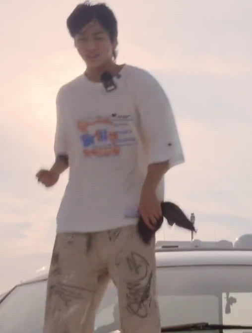 Jungkook-Inspired Grey Graffiti Jeans – BTS Edition
