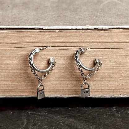Silver lock Chain Earrings | Jisung – Stray Kids