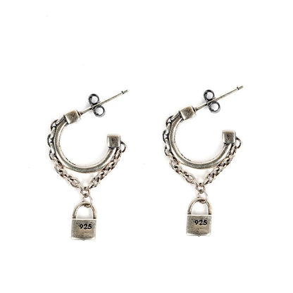 Silver lock Chain Earrings | Jisung – Stray Kids