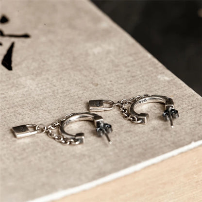 Silver lock Chain Earrings | Jisung – Stray Kids